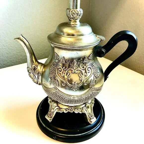 LAMPCRAFTERS Decorative Silver Teapot Lamp Resin Art Sculpture - Picture 8 of 10